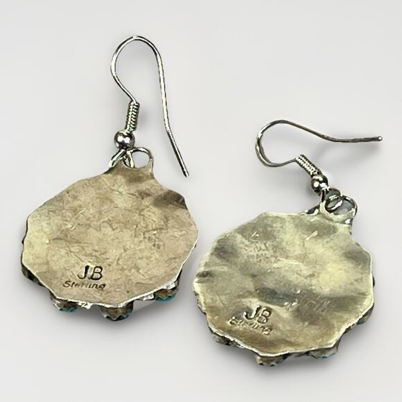 Navajo JB Sterling Silver Turquoise Cluster Dangle Earrings Junior Begay NEW - Picture 8 of 13
